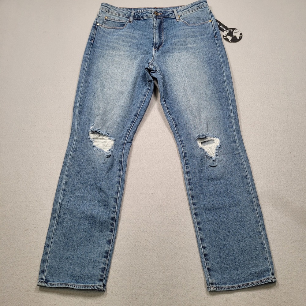 Articles of Society High Rise Straight Leg Distressed Jeans Blue 30